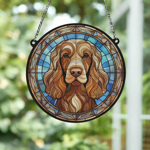 Cocker (Working) Brown Stained Glass Effect Suncatcher